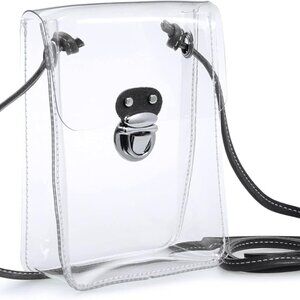 Clear PVC Small Crossbody Bag for Stadium Approved Womens Purse Transparent Shou